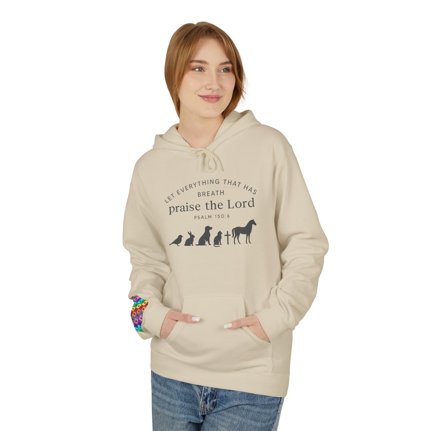 Praise the Lord Animal Silhouette Hoodie, Unisex Fleece Sweatshirt, Christian Gift, Cozy Wear, Spiritual Apparel