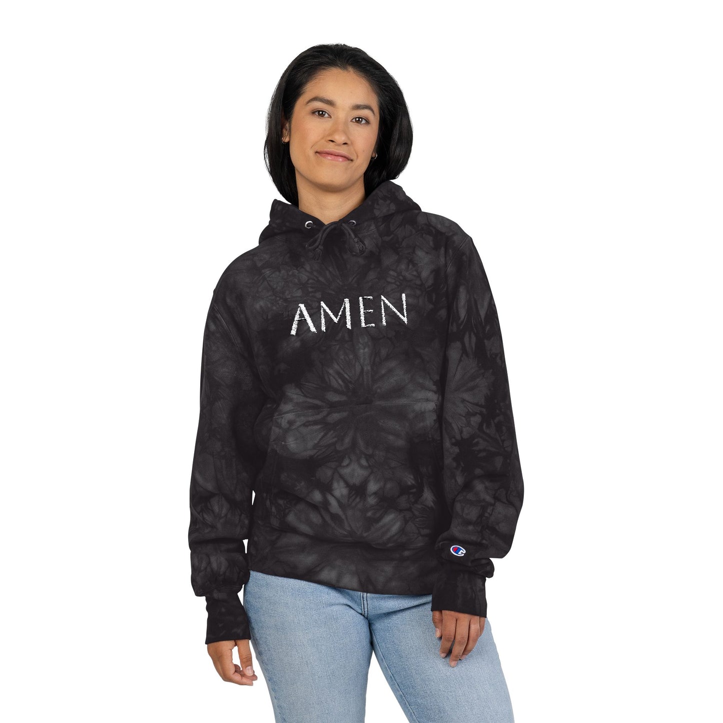 Unisex Tie-Dye Hoodie with 'AMEN' Embroidery | Trendy Streetwear, Spiritual Gift, Cozy Layered Look, Perfect for Fall, Unisex Fashion