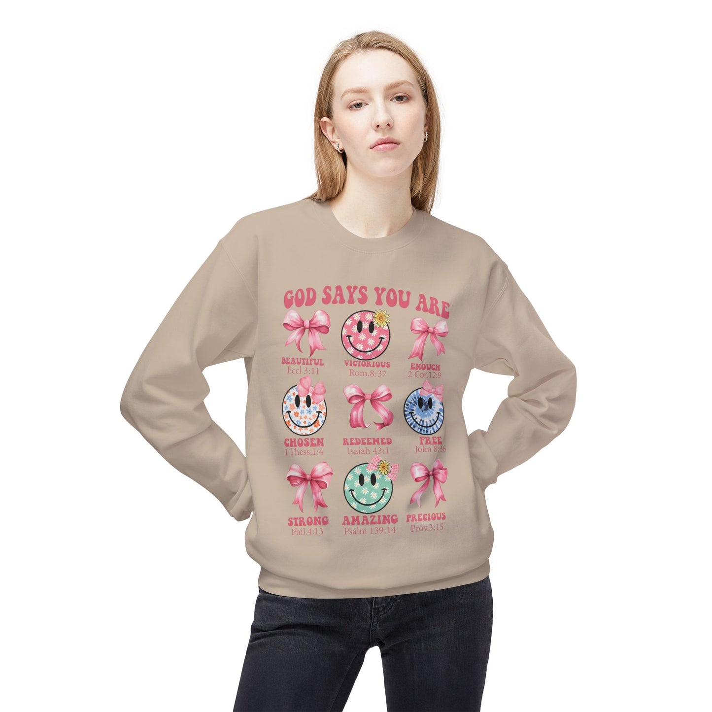 God Says You Are Fleece Sweatshirt, Inspirational Crewneck, Gift for Her, Faith-Based Apparel, Scripture Sweatshirt