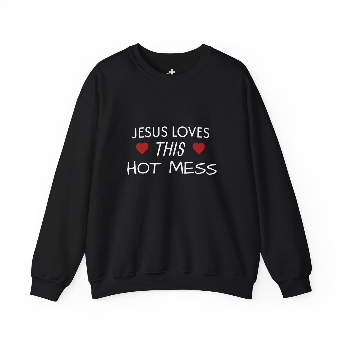Jesus Loves This Hot Mess Sweatshirt, Comfortable Crewneck, Gift for Her, Funny Sweatshirt, Casual Wear, Everyday Apparel
