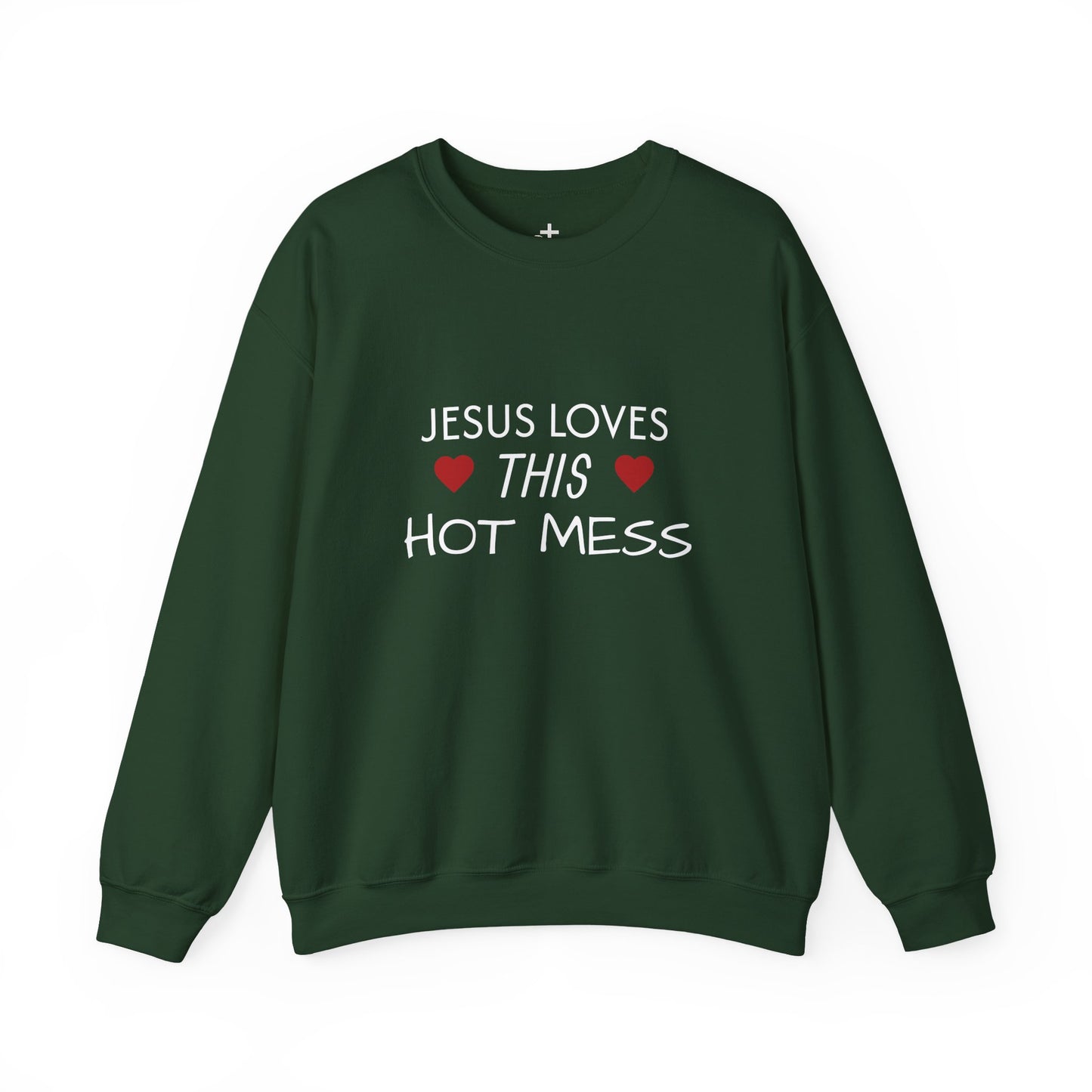 Jesus Loves This Hot Mess Sweatshirt, Comfortable Crewneck, Gift for Her, Funny Sweatshirt, Casual Wear, Everyday Apparel