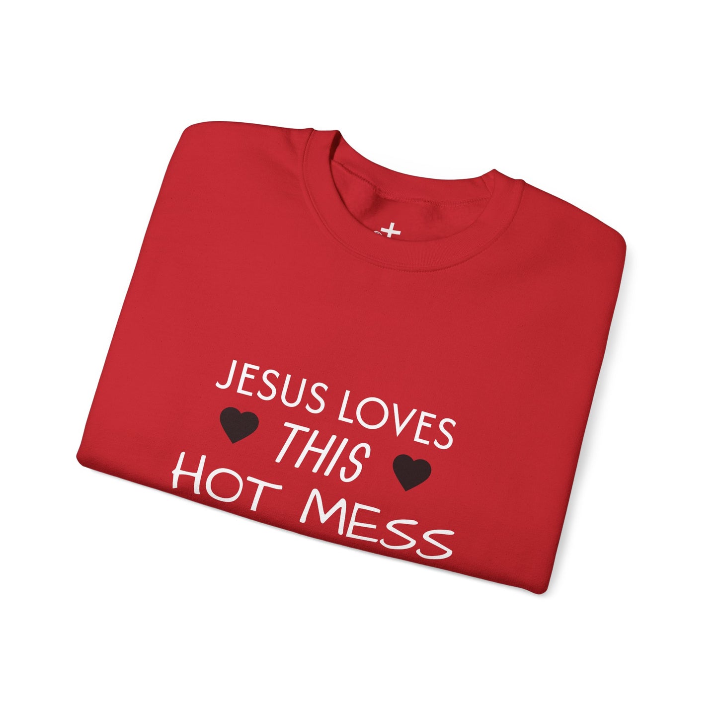 Jesus Loves This Hot Mess Sweatshirt, Comfortable Crewneck, Gift for Her, Funny Sweatshirt, Casual Wear, Everyday Apparel