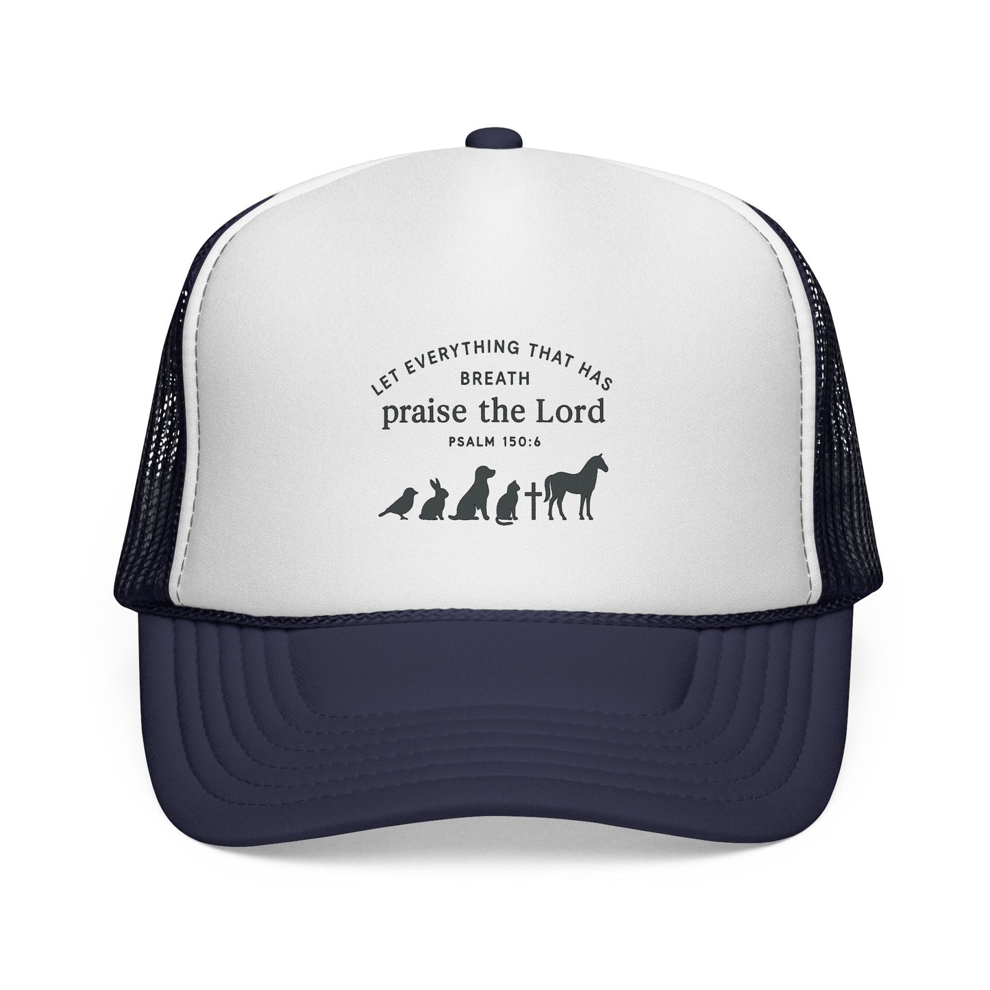 Christian Trucker Cap, Faith-Based Hat, Inspirational Headwear, Gift for Believers, Psalm 150:6 Cap, Outdoor Cap