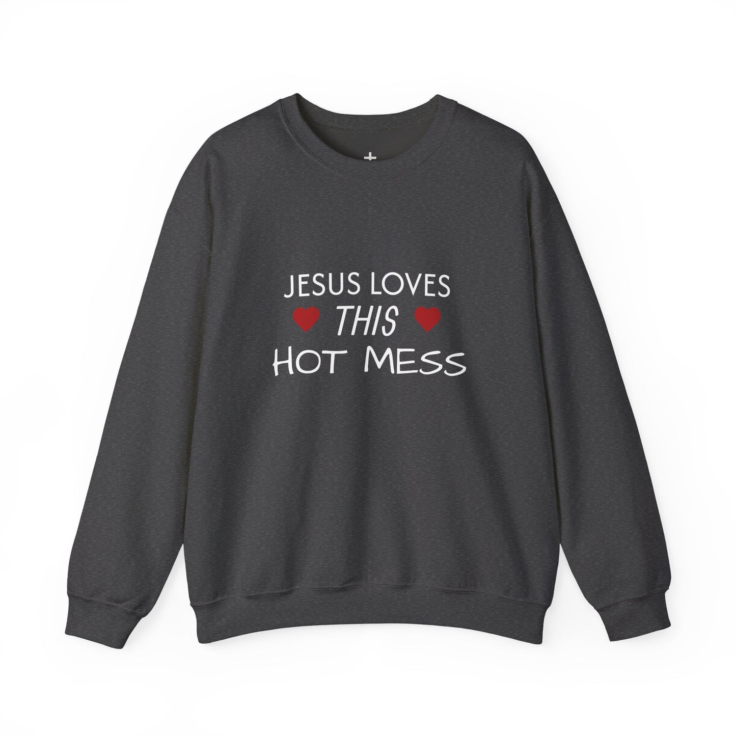 Jesus Loves This Hot Mess Sweatshirt, Comfortable Crewneck, Gift for Her, Funny Sweatshirt, Casual Wear, Everyday Apparel
