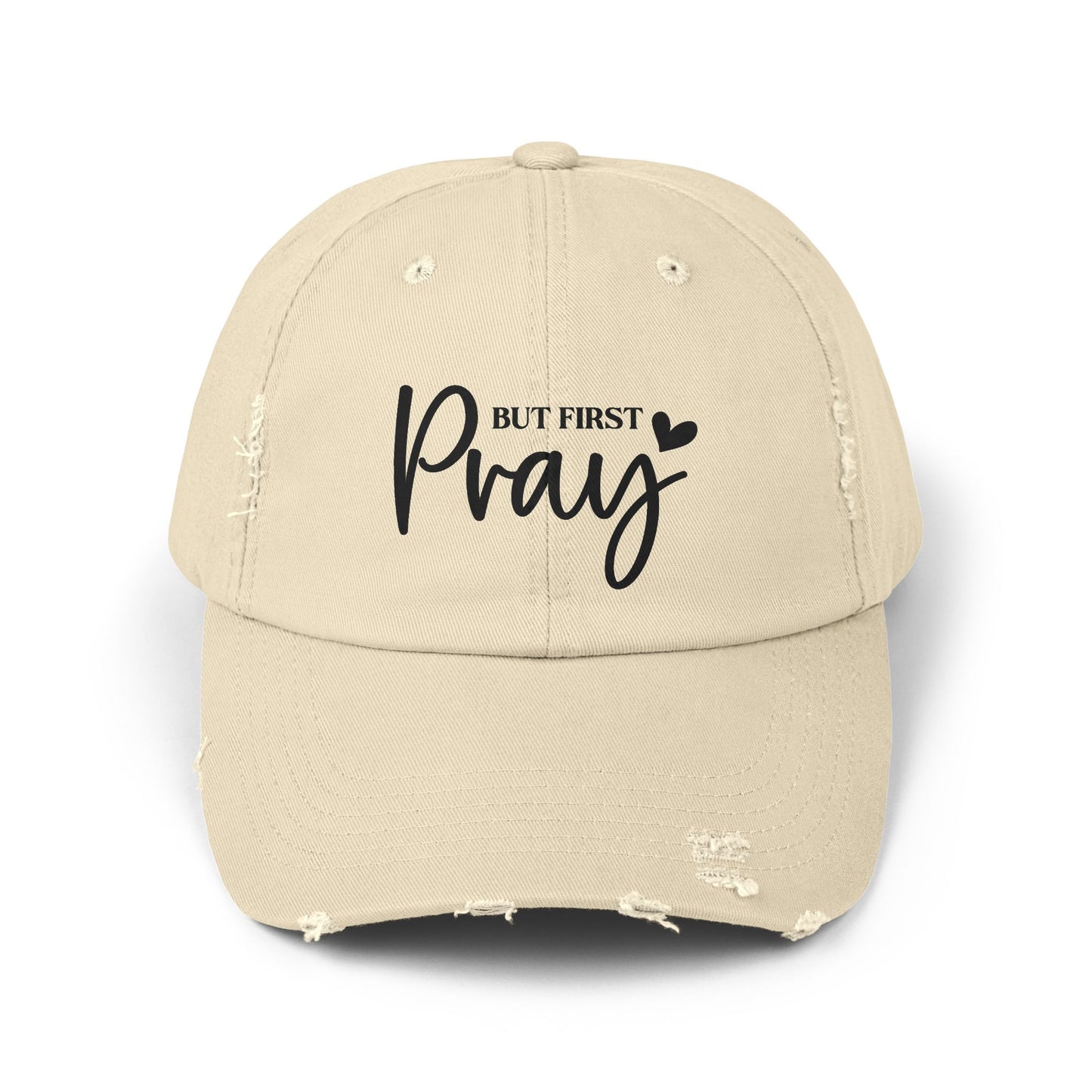 Unisex Distressed Cap with Inspirational 'But First Pray' Design, Thoughtful Gift for Faith Lovers, Casual Accessories for Daily Wear, [...]