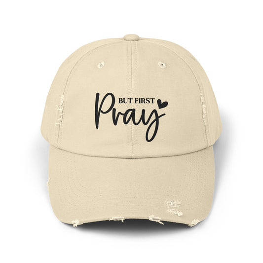 Unisex Distressed Cap with Inspirational 'But First Pray' Design, Thoughtful Gift for Faith Lovers, Casual Accessories for Daily Wear, [...]