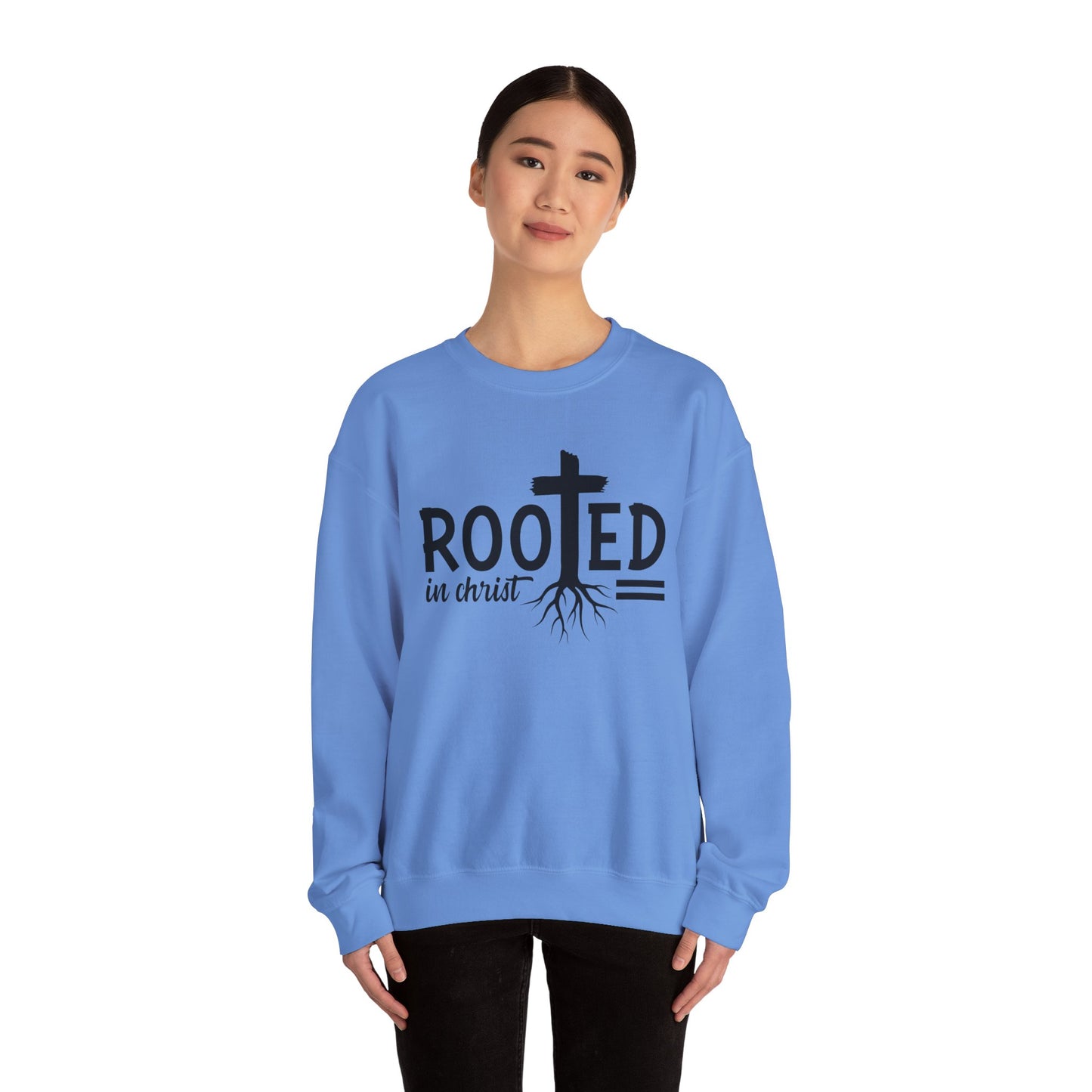 Rooted in Christ Unisex Crewneck Sweatshirt - Faith-Based Apparel, Christian Gift, Cozy Winter Wear, Inspirational Gifts, Spiritual Clothing