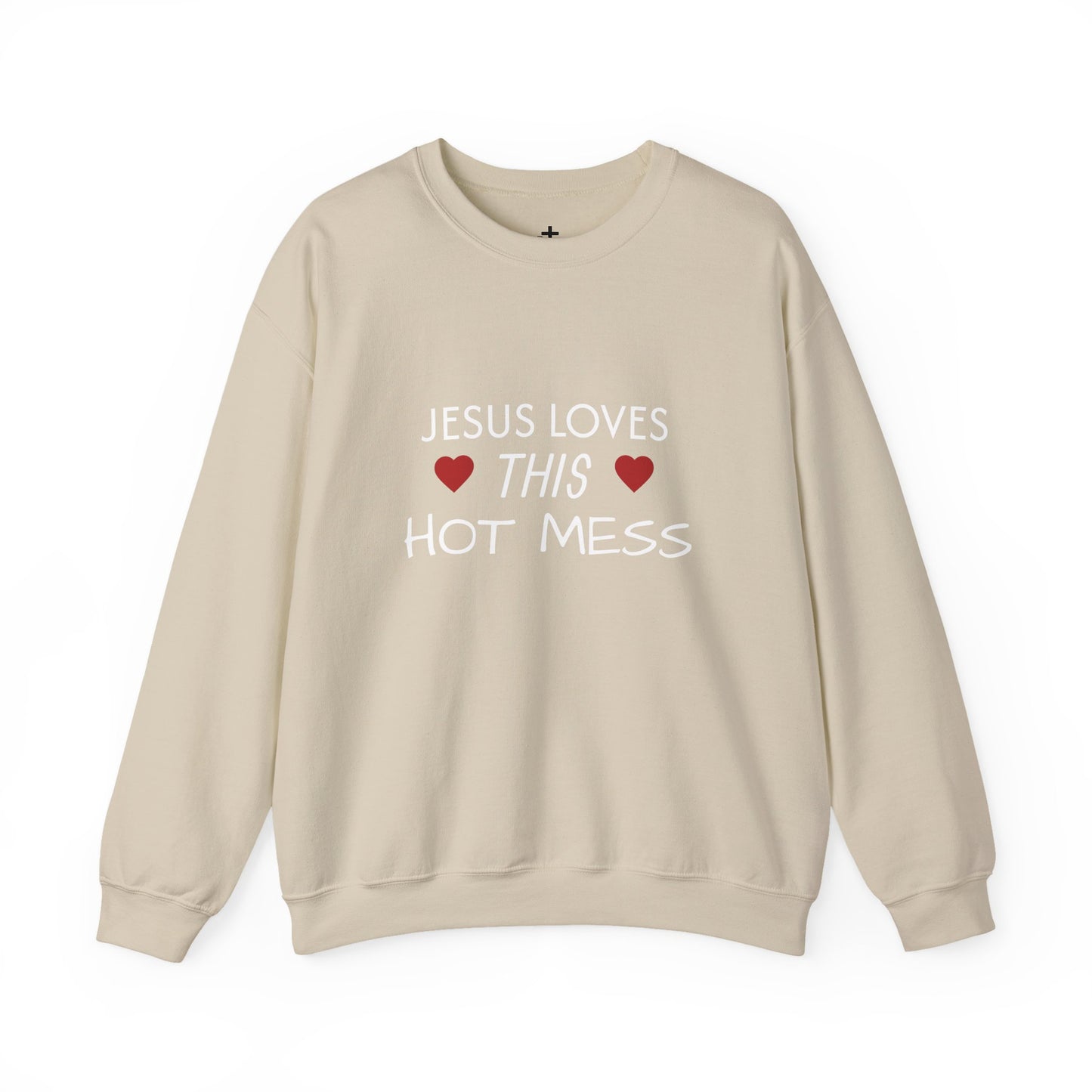 Jesus Loves This Hot Mess Sweatshirt, Comfortable Crewneck, Gift for Her, Funny Sweatshirt, Casual Wear, Everyday Apparel