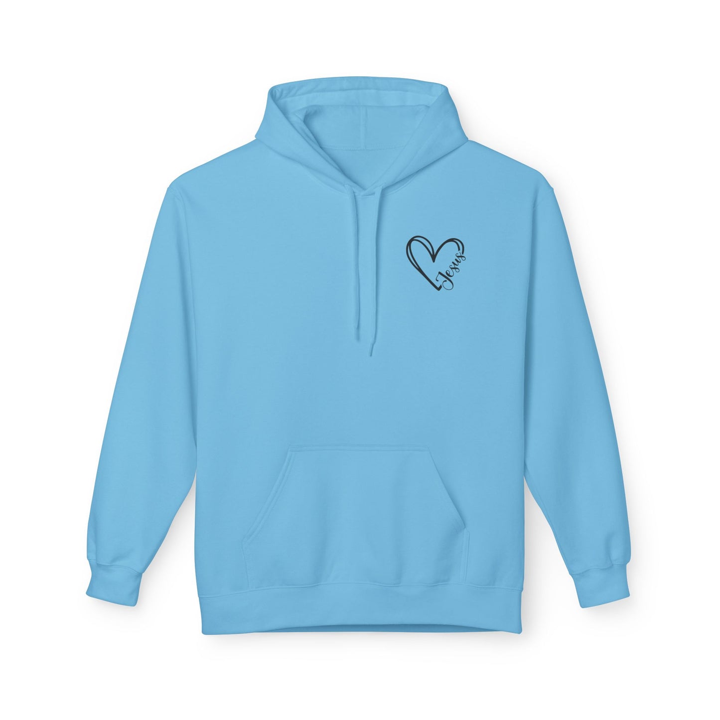 Inspired Fleece Hoodie with Heart and Cross Design, Christian Gift, Casual Wear, Everyday Comfort, Faith-Based Apparel, Cozy Hoodie