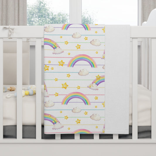 Rainbow Cloud Baby Blanket, Soft Fleece Throw for Nursery, Cozy Nursery Decor, Gift for New Parents, Perfect for Baby Showers