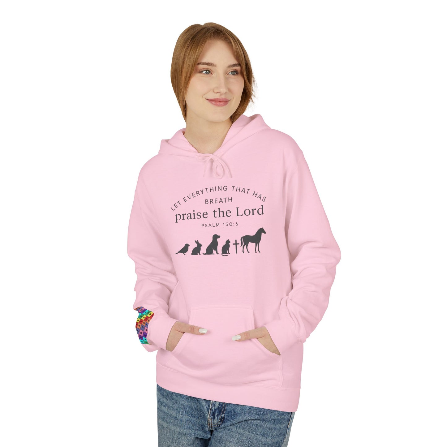 Praise the Lord Animal Silhouette Hoodie, Unisex Fleece Sweatshirt, Christian Gift, Cozy Wear, Spiritual Apparel