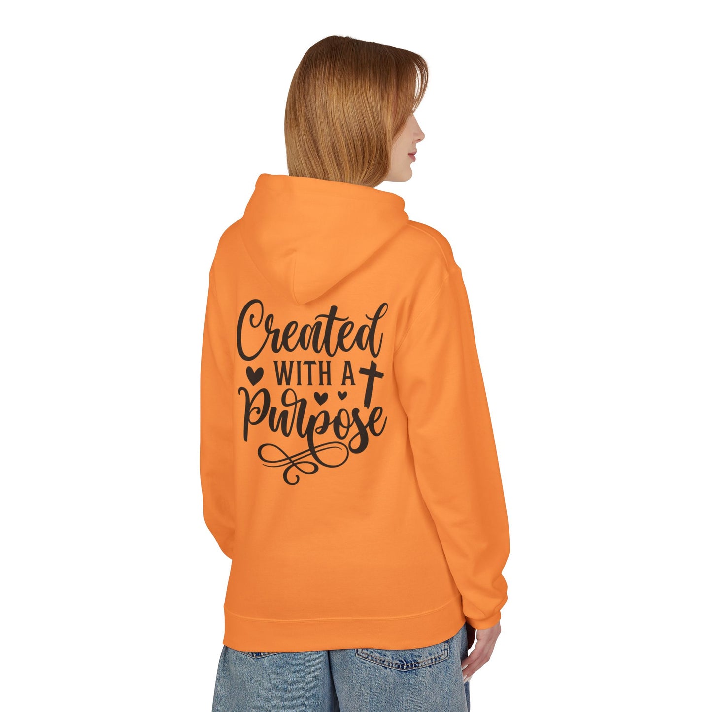 Inspired Fleece Hoodie with Heart and Cross Design, Christian Gift, Casual Wear, Everyday Comfort, Faith-Based Apparel, Cozy Hoodie