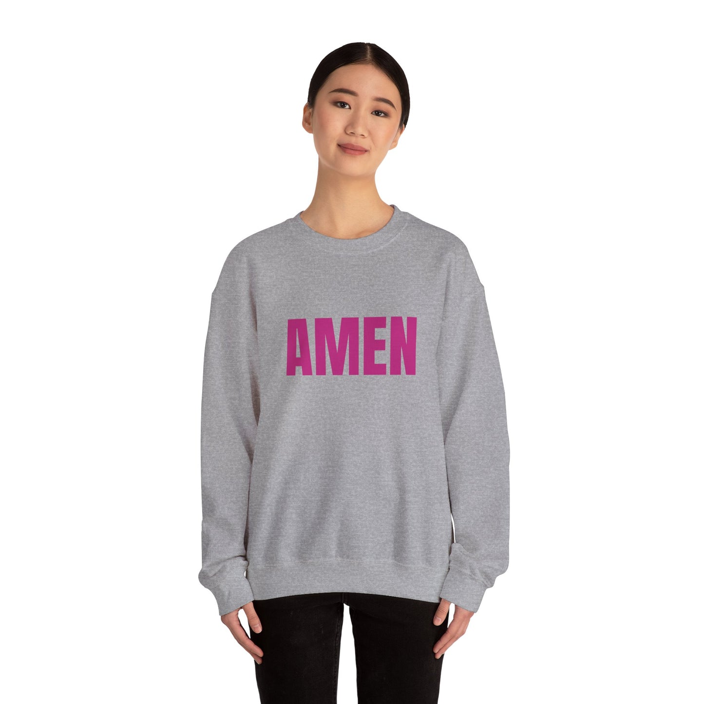 Amen Unisex Heavy Blend™ Crewneck Sweatshirt, Faith Sweatshirt, Christian Apparel, Cozy Gift, Casual Style, Year-Round Wear