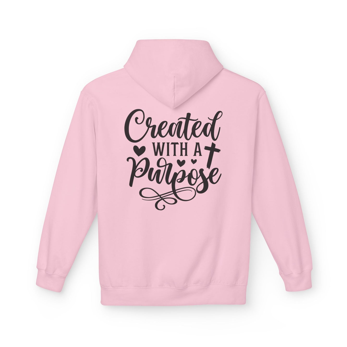 Inspired Fleece Hoodie with Heart and Cross Design, Christian Gift, Casual Wear, Everyday Comfort, Faith-Based Apparel, Cozy Hoodie