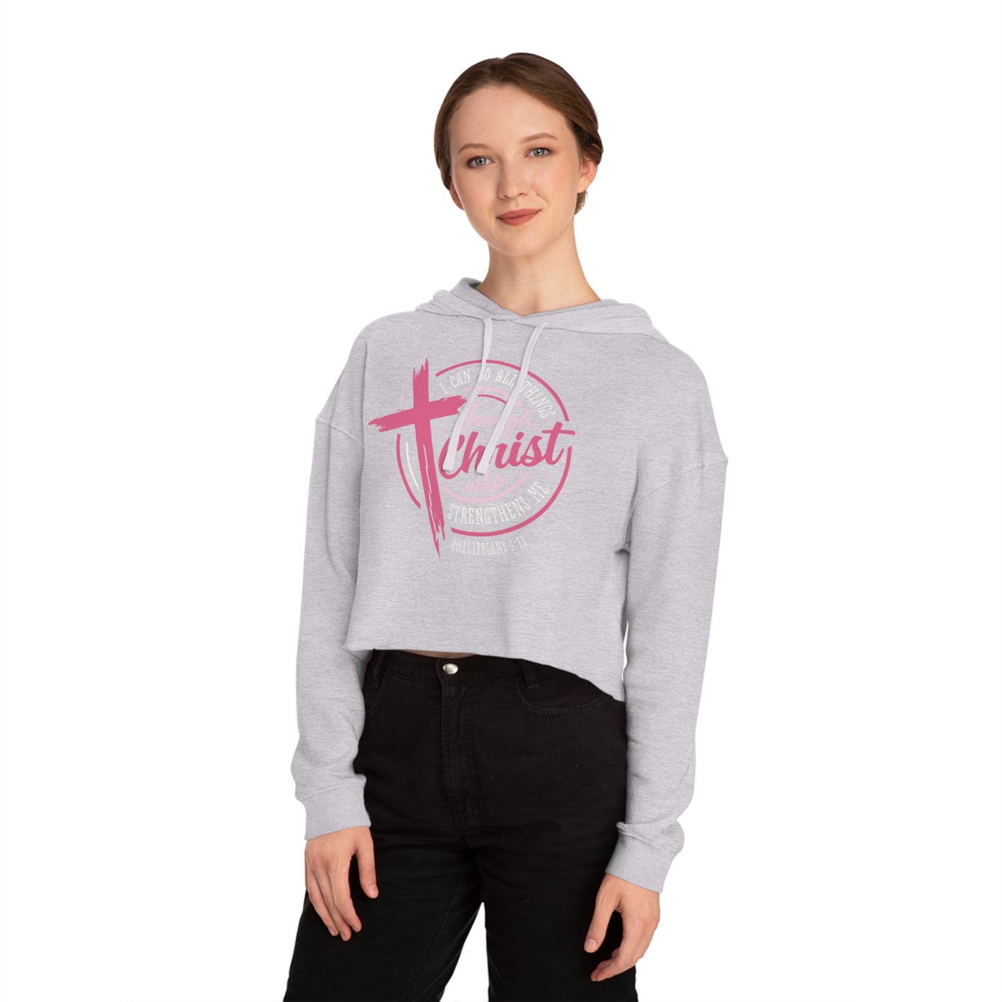 Cropped Sweatshirt with Philippians 4:13 Design, Faith Apparel, Christian Hoodie, Inspirational Clothing, Casual Wear, Spiritual Gifts