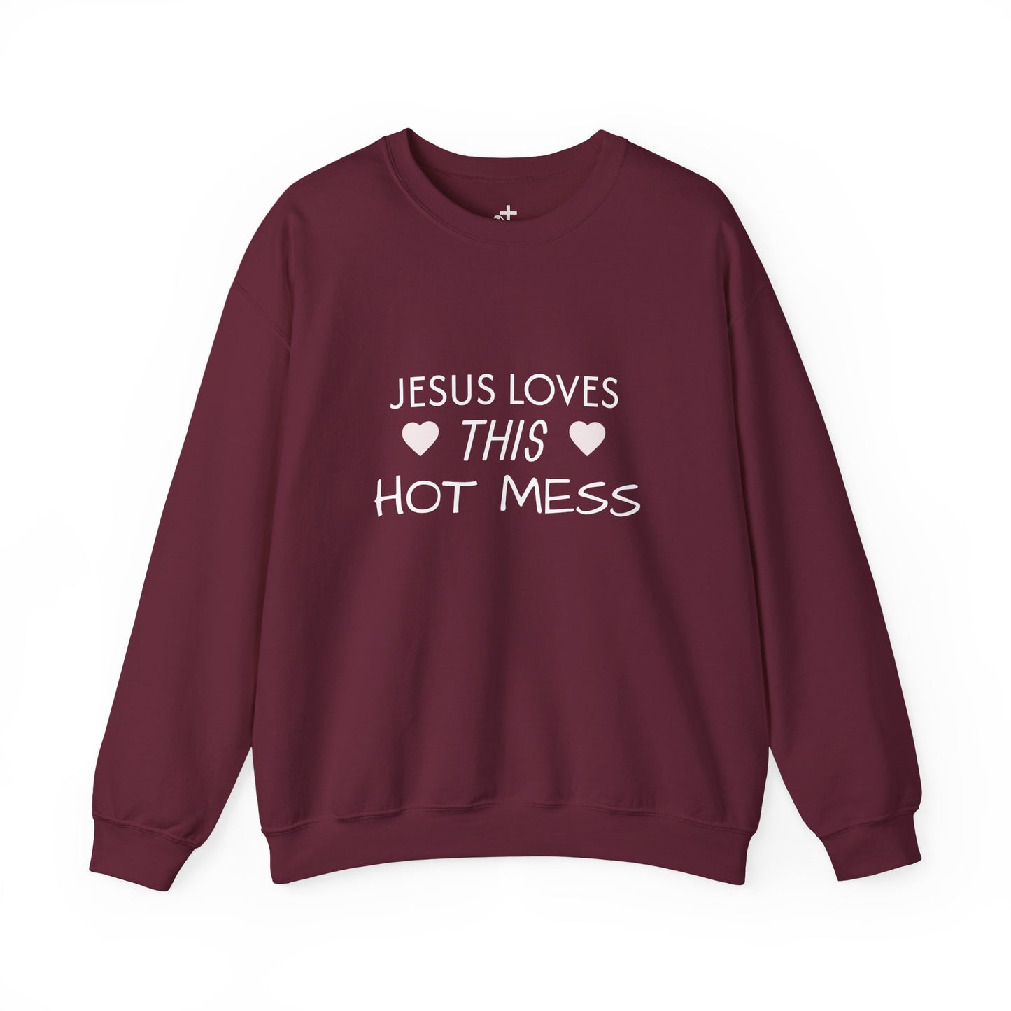 Jesus Loves This Hot Mess Sweatshirt, Comfortable Crewneck, Gift for Her, Funny Sweatshirt, Casual Wear, Everyday Apparel