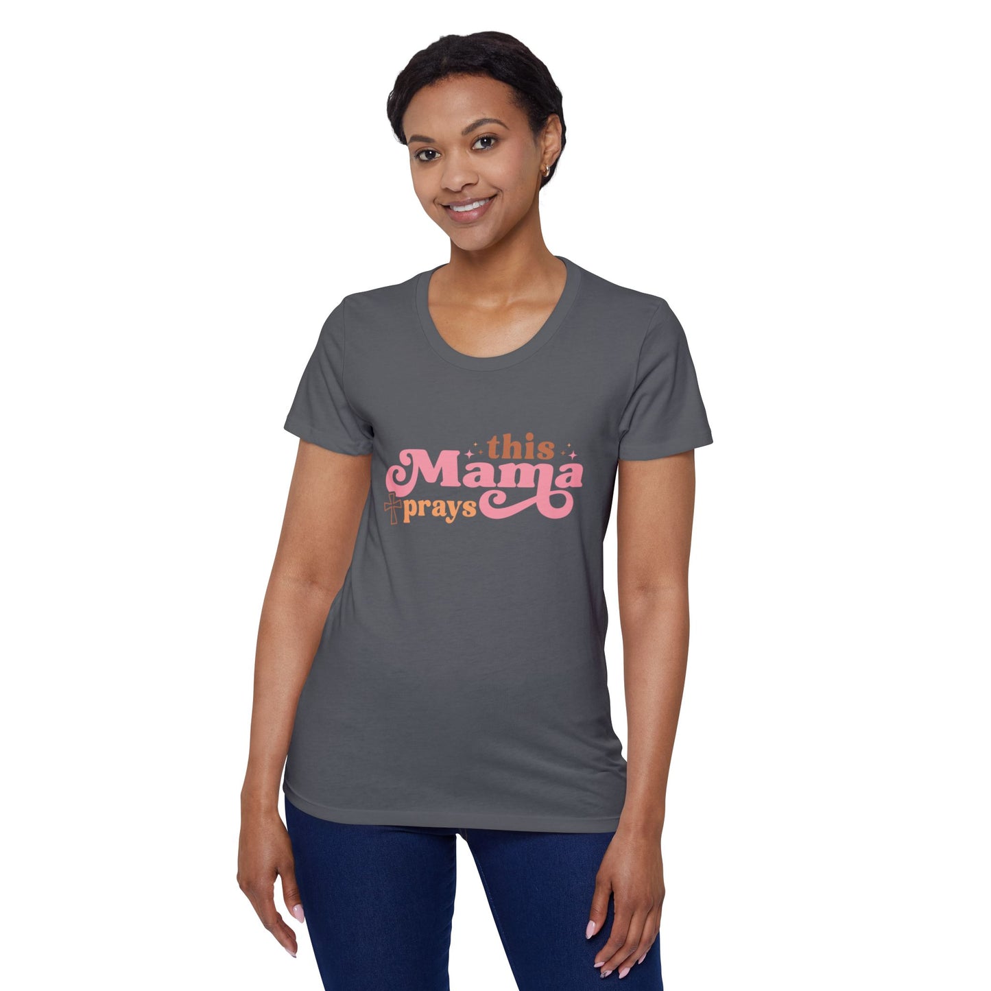 This Mama Prays Organic Tee - Soft, Stylish Short Sleeve T-Shirt for Moms, Great for Mother's Day, Prayer Gatherings, Daily Wear, Gifts