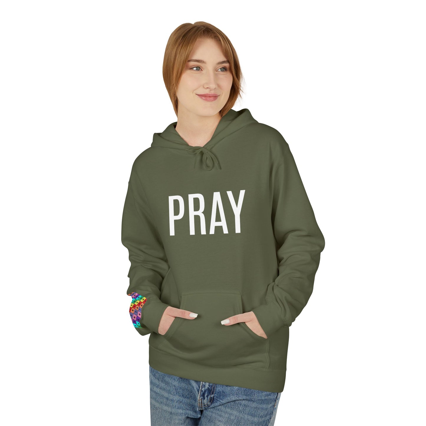 Pray Fleece Hoodie, Unisex Softstyle Hoodie, Cozy Prayer Hooded Sweatshirt, Inspirational Apparel, Perfect for Relaxation or Gifts