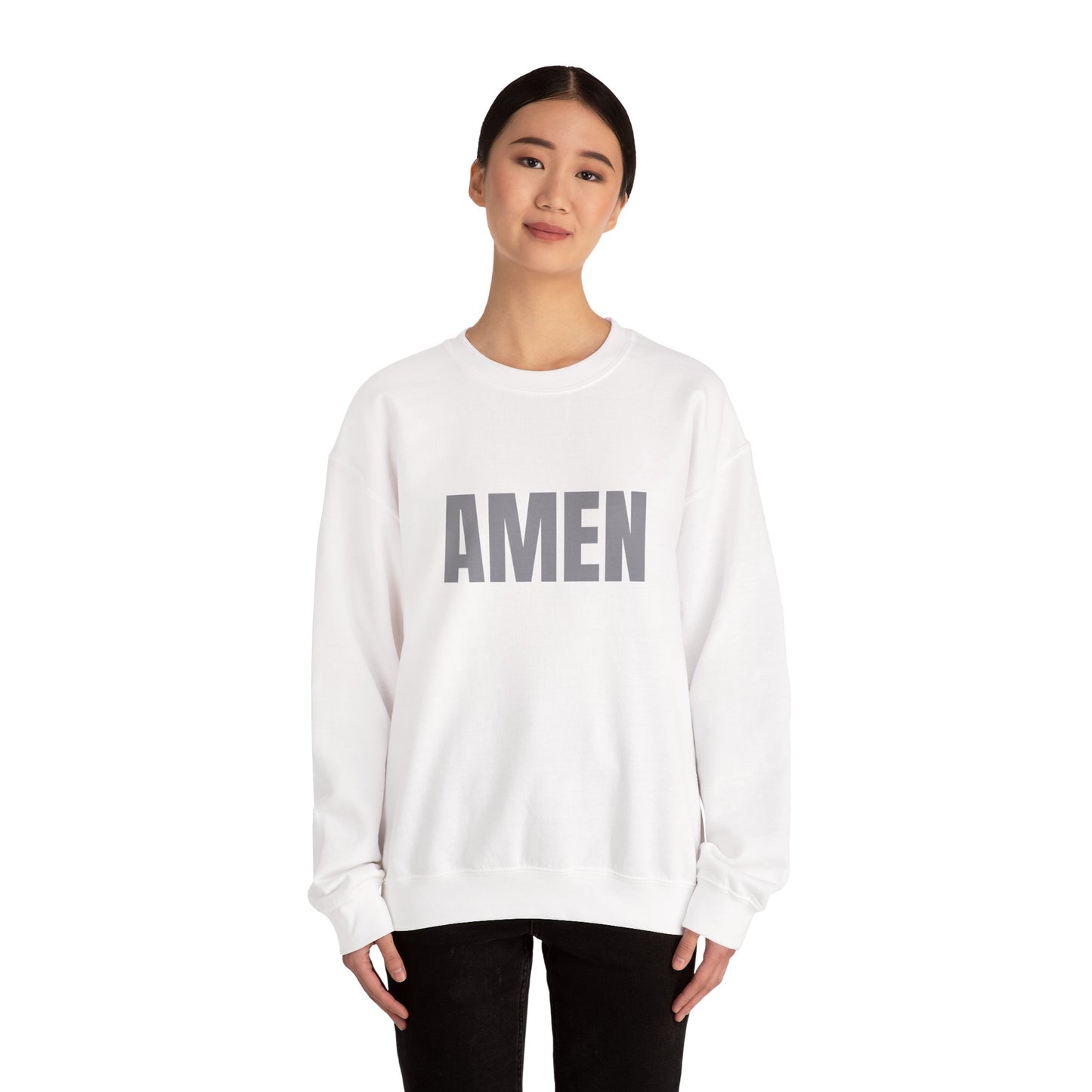 Amen Unisex Heavy Blend™ Crewneck Sweatshirt, Faith Sweatshirt, Christian Apparel, Cozy Gift, Casual Style, Year-Round Wear