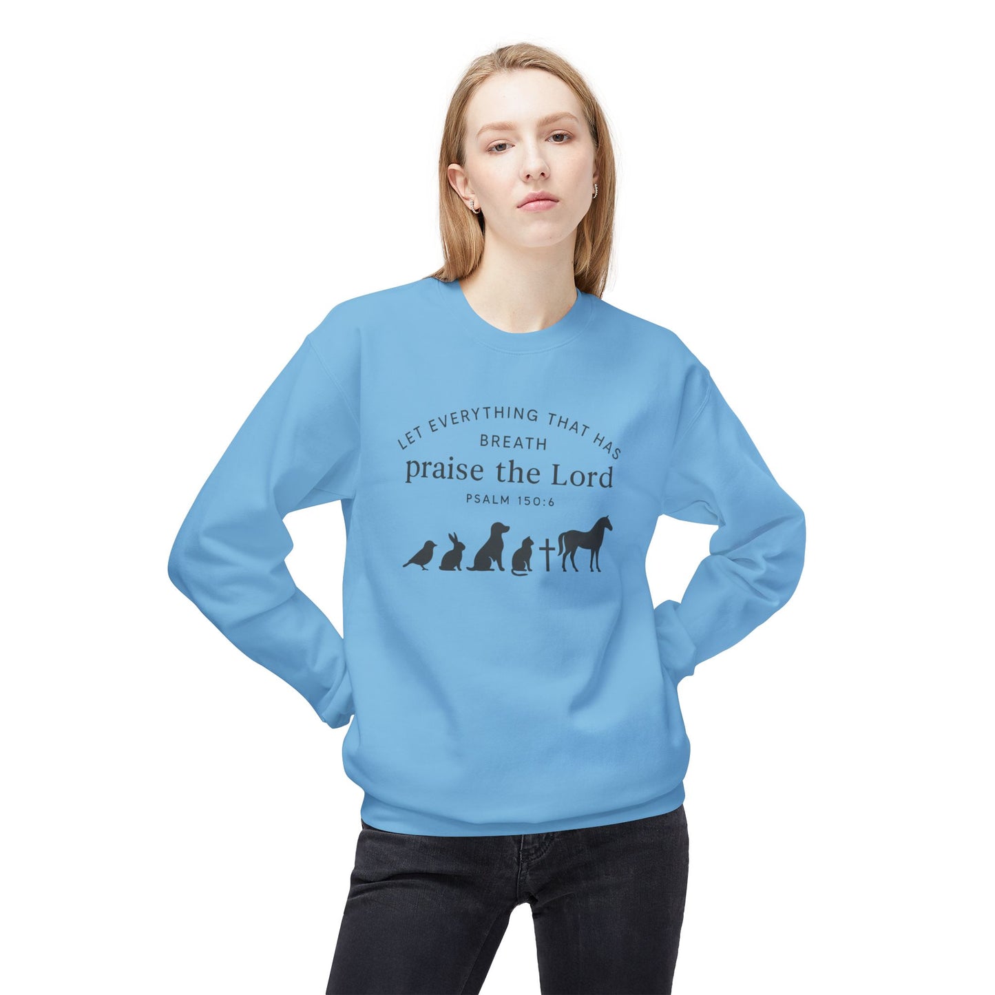 Inspirational Fleece Sweatshirt, Praise the Lord Collection, Cozy Crewneck, Faith-Based Gift, Christian Apparel, Perfect for Worship