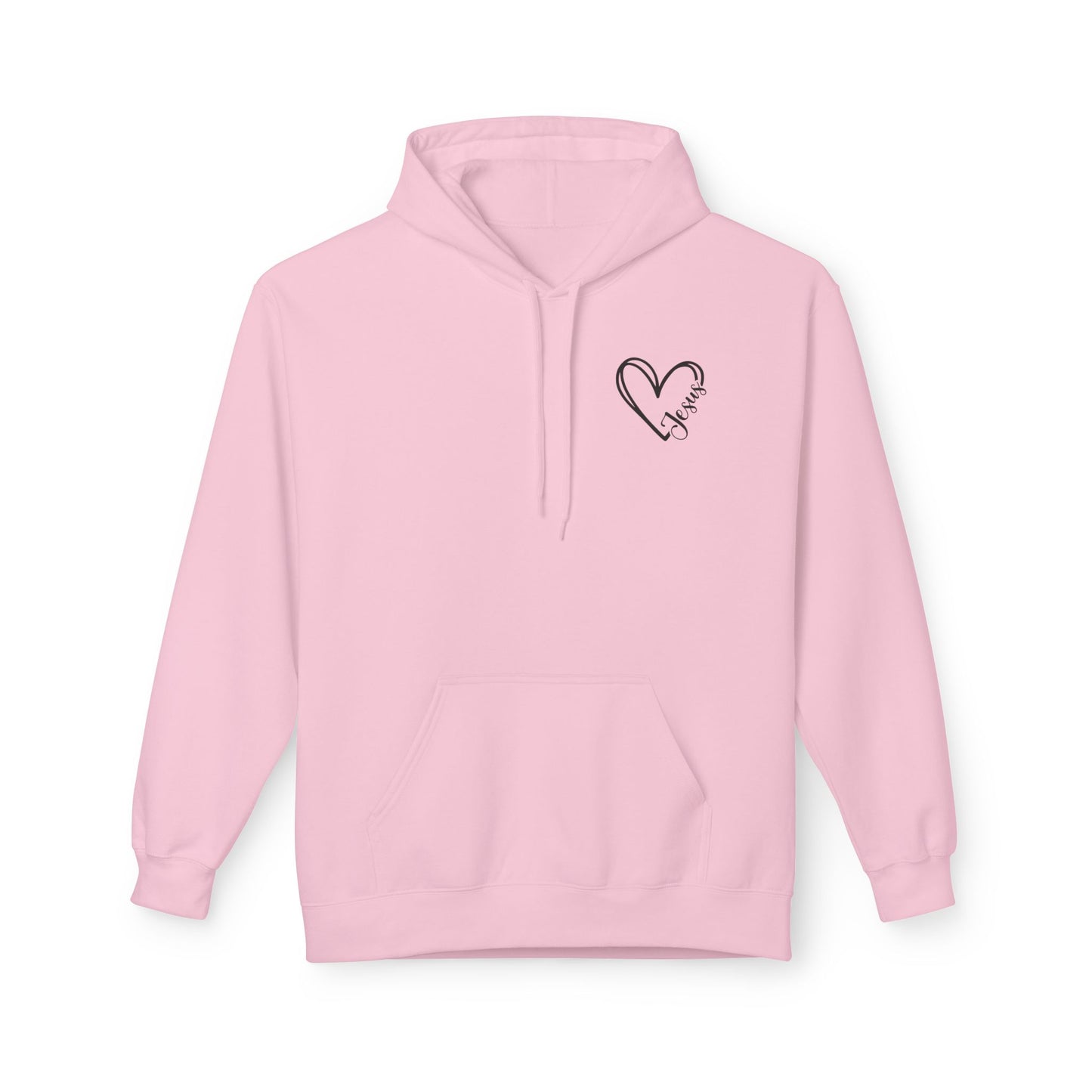Inspired Fleece Hoodie with Heart and Cross Design, Christian Gift, Casual Wear, Everyday Comfort, Faith-Based Apparel, Cozy Hoodie