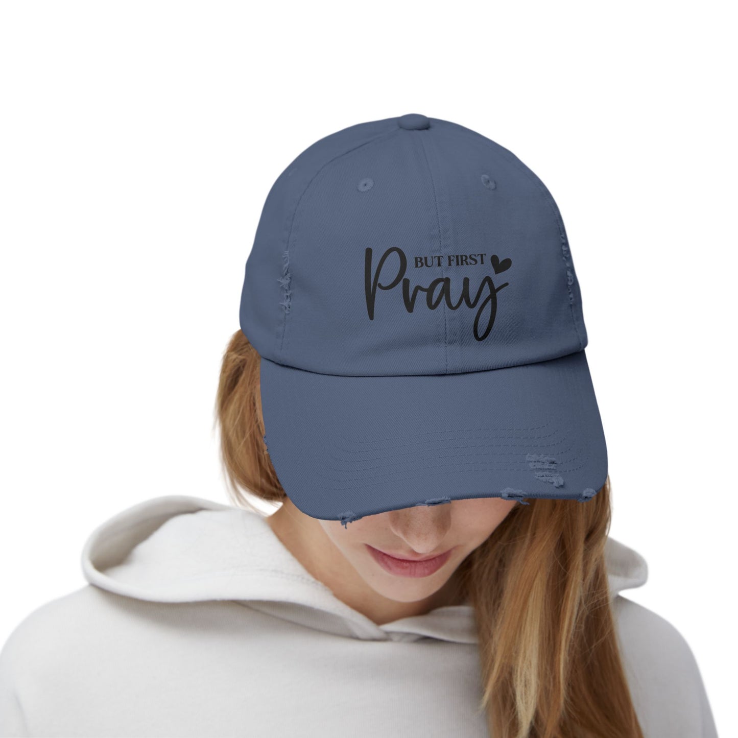 Unisex Distressed Cap with Inspirational 'But First Pray' Design, Thoughtful Gift for Faith Lovers, Casual Accessories for Daily Wear, [...]