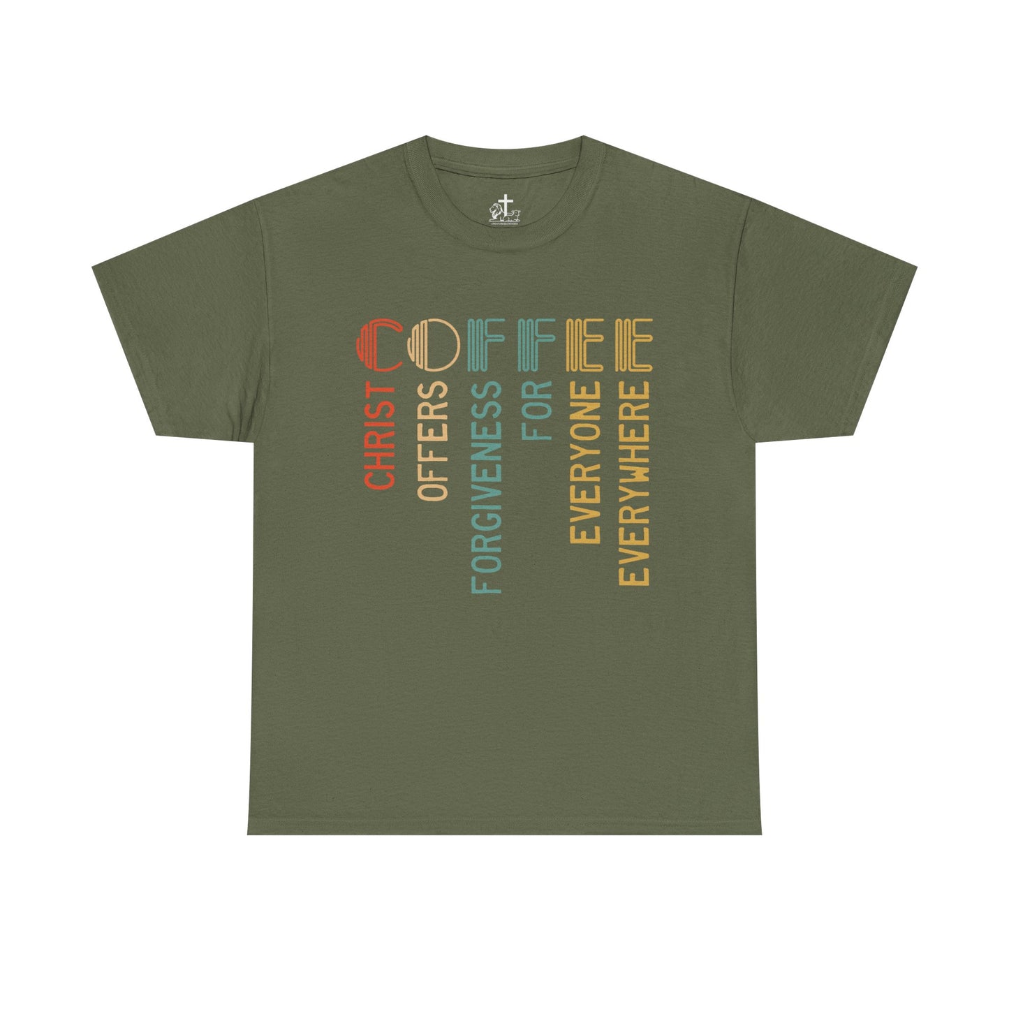 Inspirational Coffee Tee - Christ Offers Forgiveness, Unisex Heavy Cotton T-Shirt, Christian Apparel, Gift for Coffee Lovers, [...]